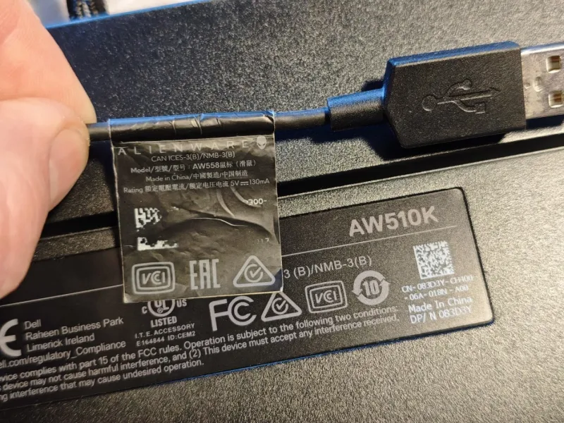 Tastatură Alienware AW510K + Mouse Alienware AW558 CADOU